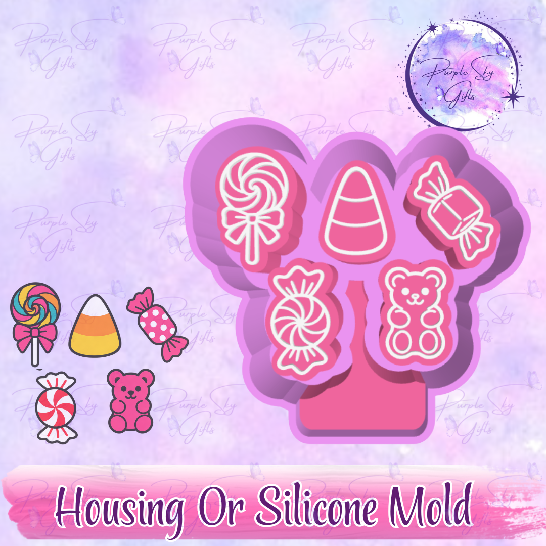 5 pack of Candy Themed Freshie Charms - Mold Housing or Silicone Mold