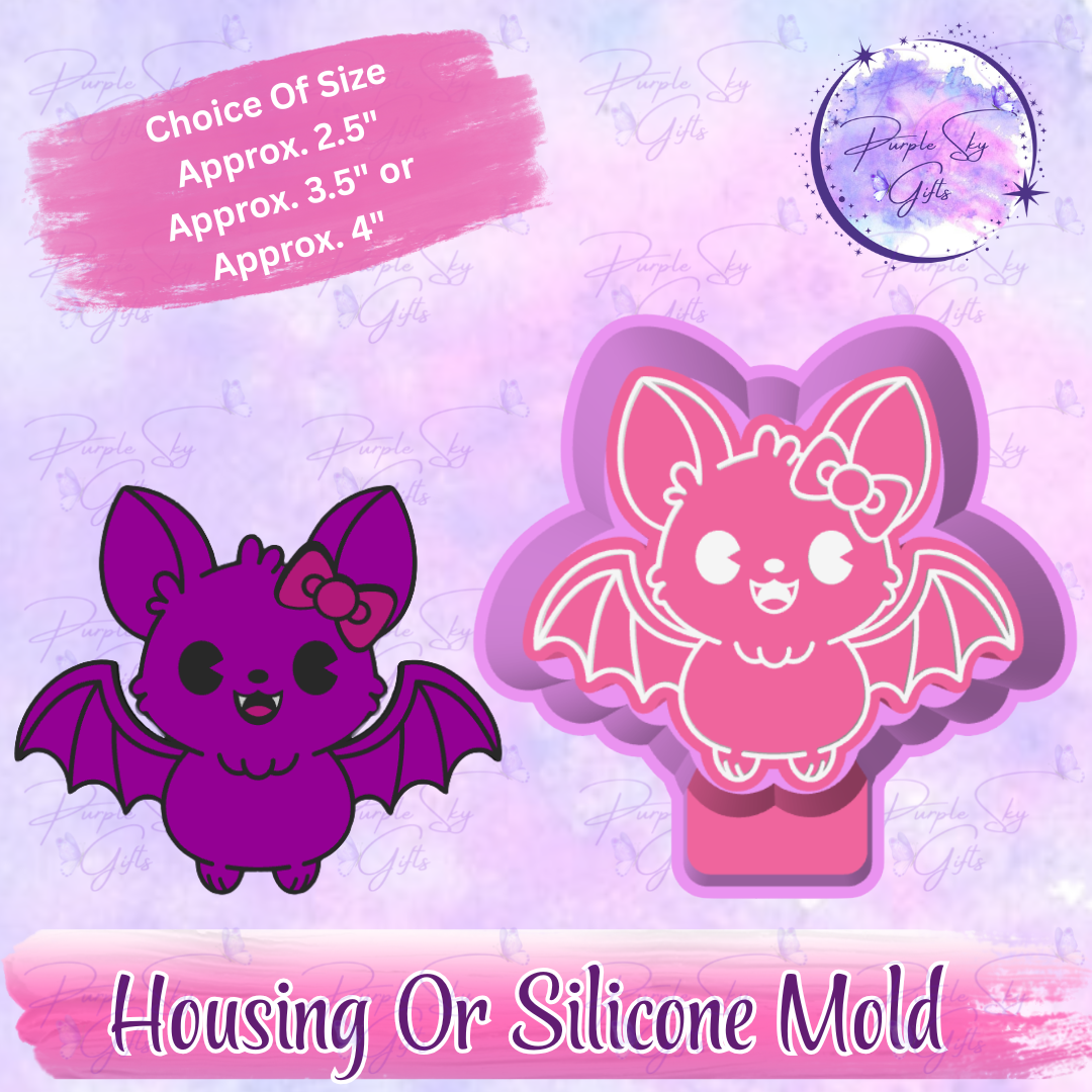 Cute Halloween Bat With Bow Mold Housing or Silicone Mold