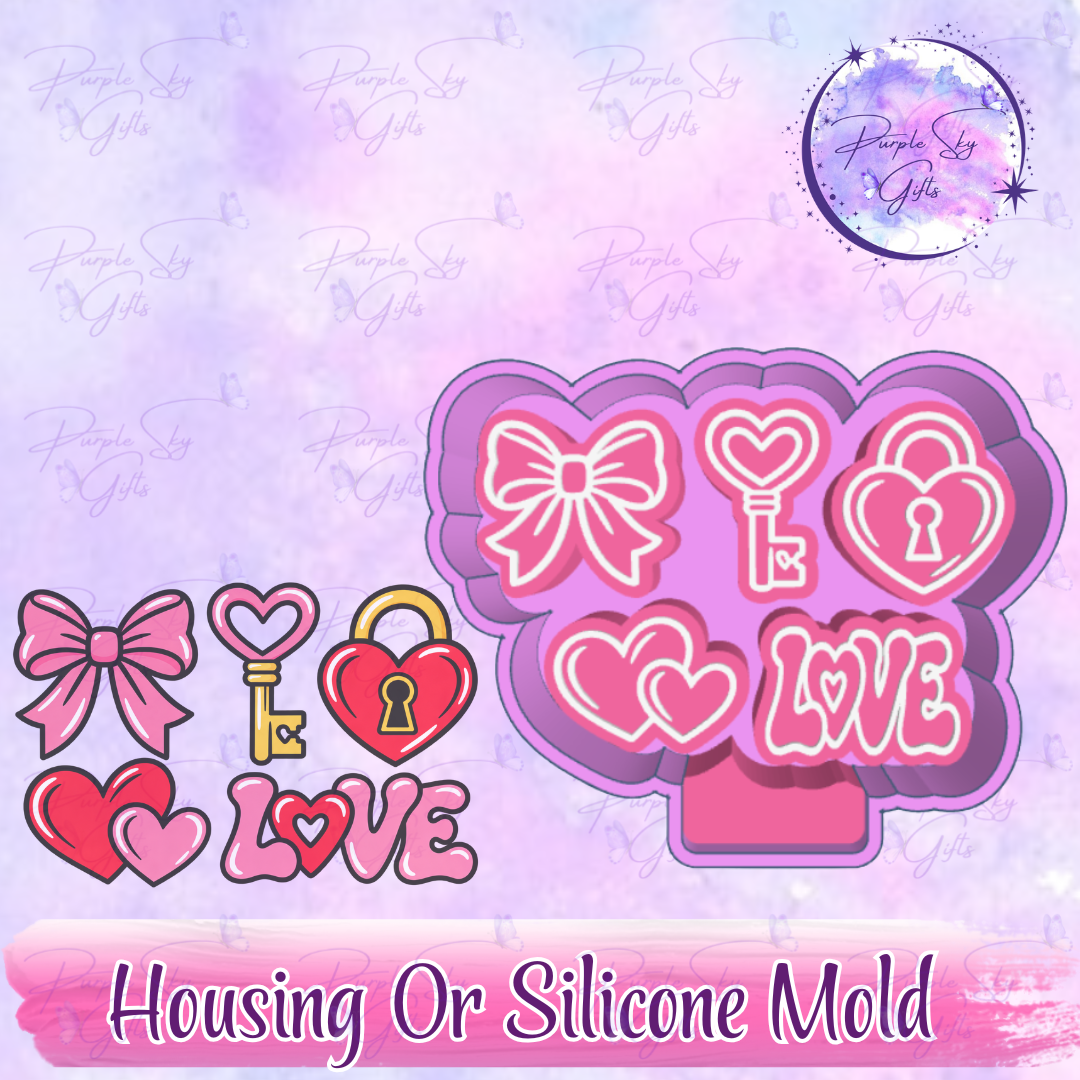 5 pack Love Themed Freshie Charms - Mold Housing or Silicone Mold
