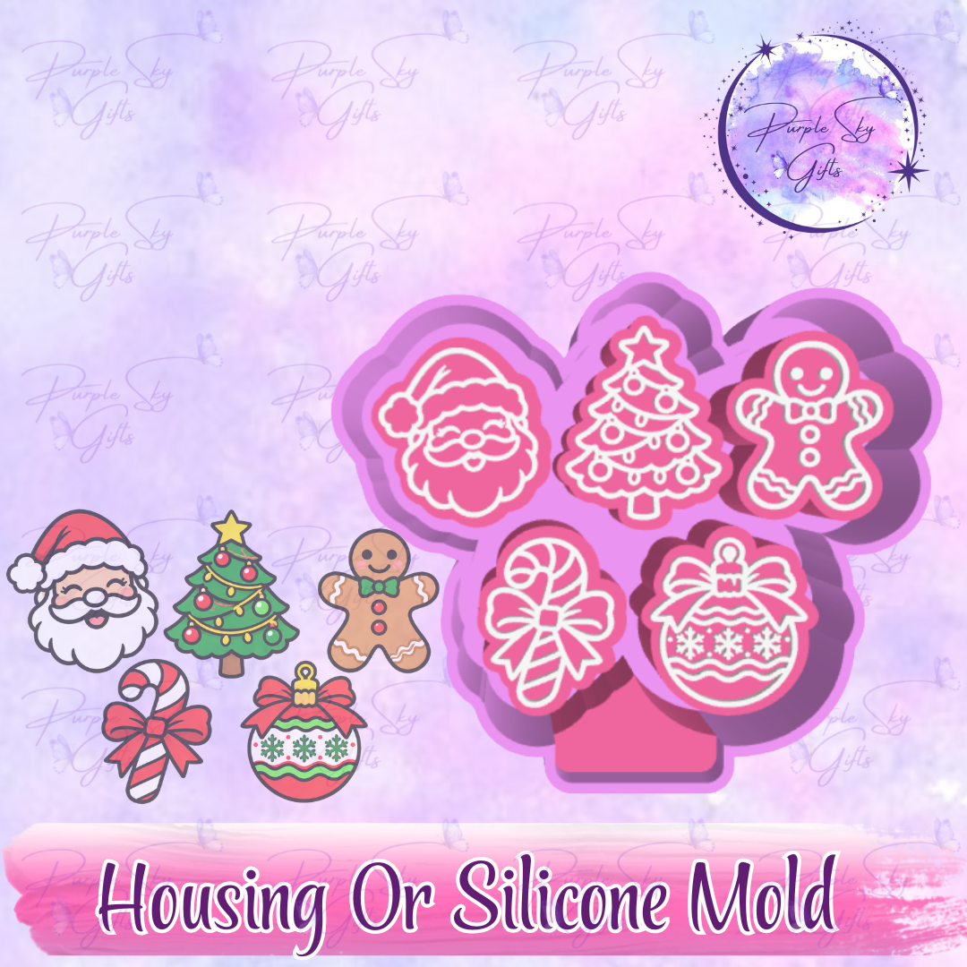 5 pack Christmas 2 Themed Freshie Charms - Mold Housing or Silicone Mold