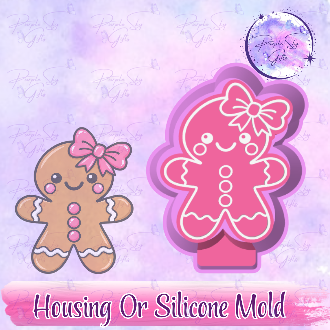 Kawaii Gingerbread Girl Freshie Mold Housing or Silicone Mold