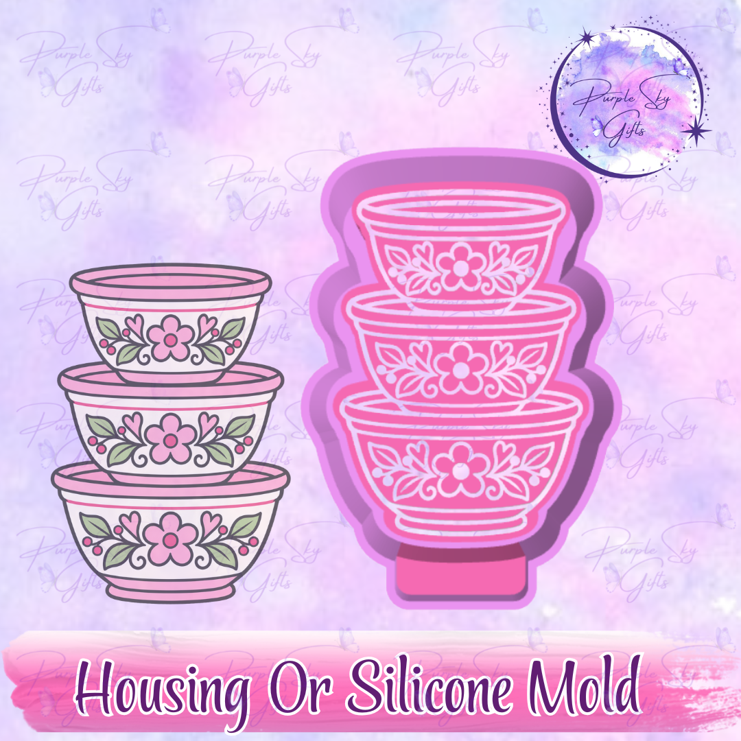 Vintage Stacked Nesting Bowls Freshie Mold Housing or Silicone Mold