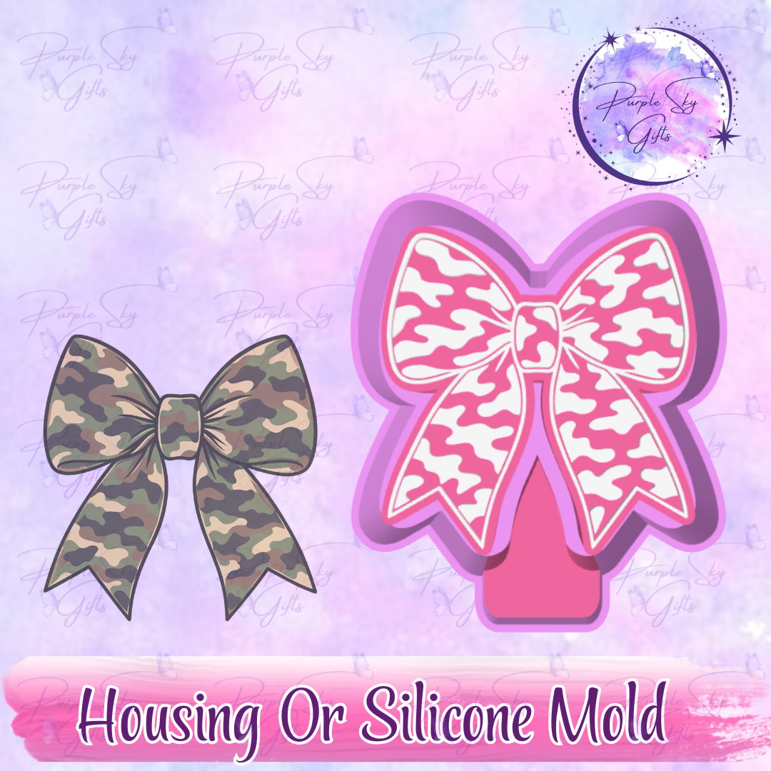 Camo Camouflage Bow Freshie Mold Housing or Silicone Mold