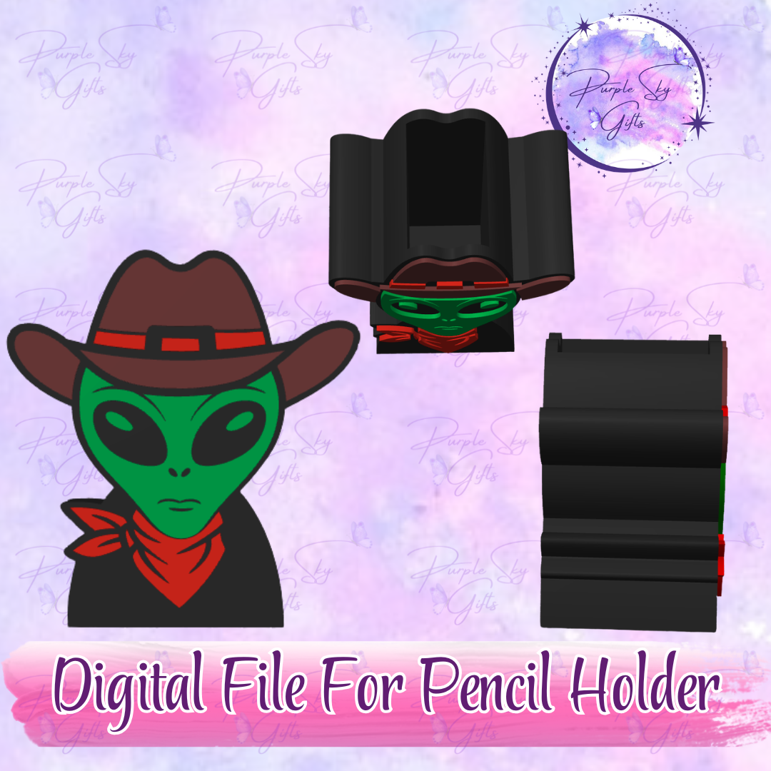 Alien Cowboy STL and 3MF DIGITAL FILES For Desk Pencil Holder