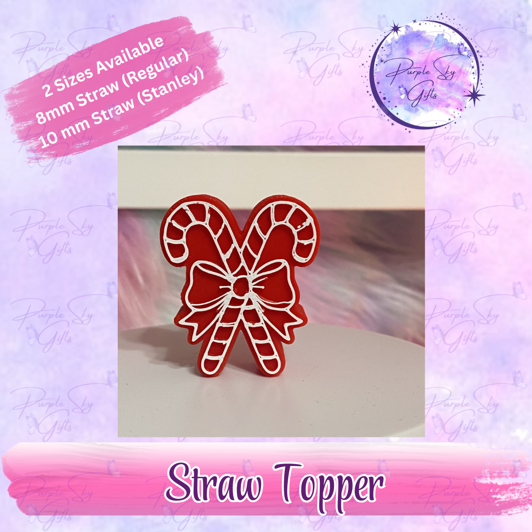 Candy Canes with Bow Straw Topper