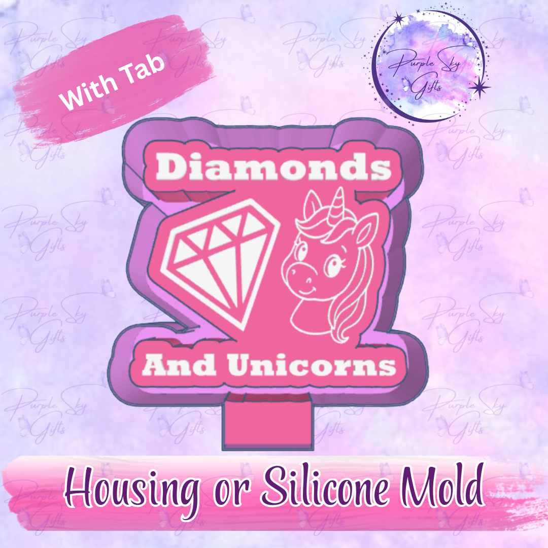 Cute Diamonds and Unicorns BP Freshie Housing or Silicone Mold