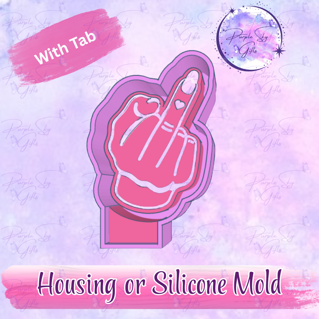 Middle Finger Heart Tattoo Freshie Mold Housing or Silicone Mold