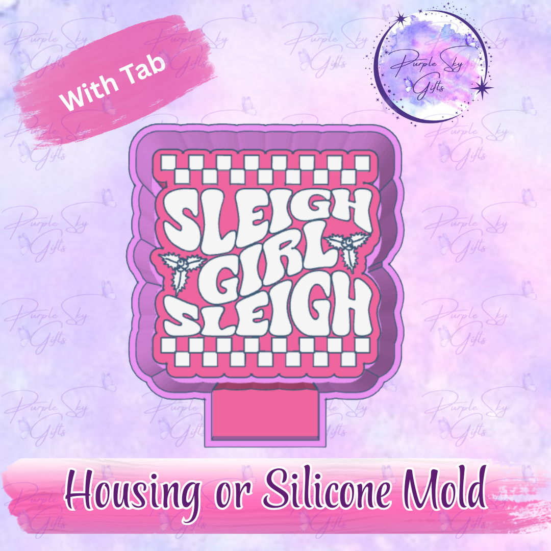Sleigh Girl Sleigh Christmas Freshie Mold Housing or Silicone Mold