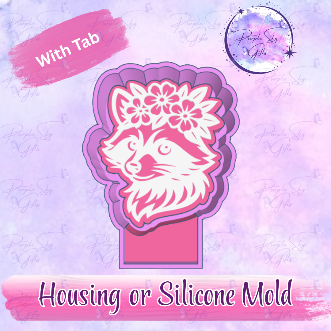 Floral Raccoon Freshie Mold Housing or Silicone Mold