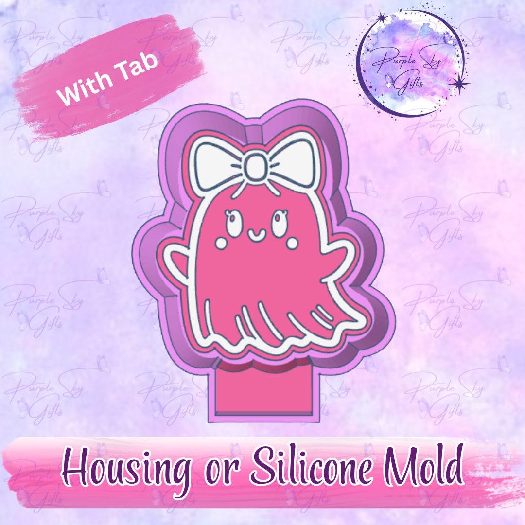 Ghosty with Bow Freshie Mold Housing or Silicone Mold