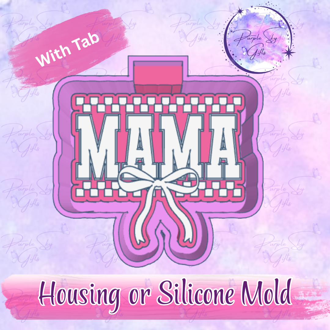Checkered Print Mama With Bow Freshie Mold Housing or Silicone Mold