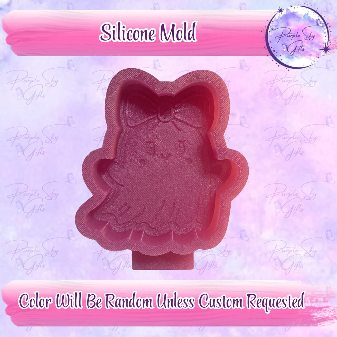 Ghosty with Bow Freshie Mold Housing or Silicone Mold