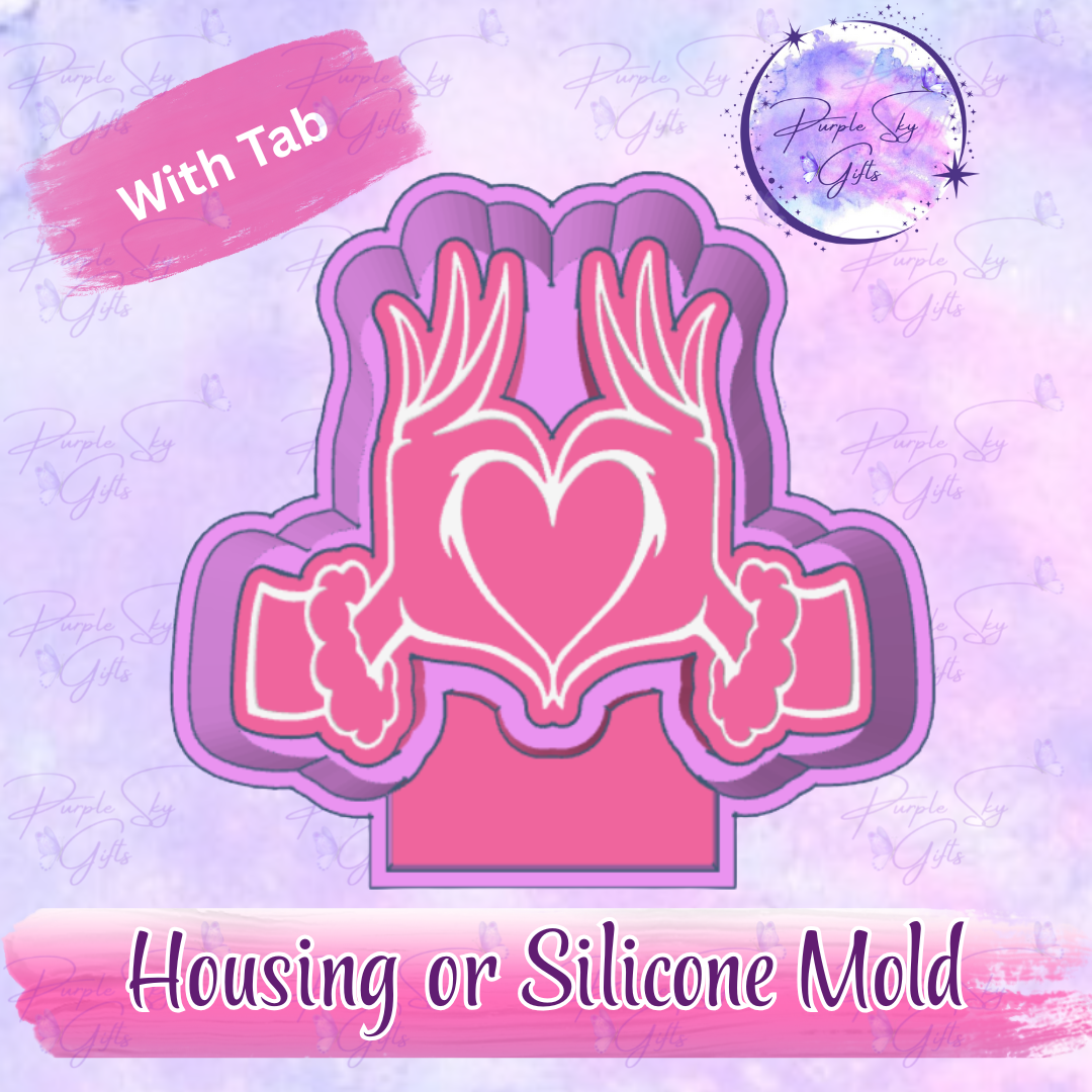 Green Guy Hand Heart Freshie Mold Housing or Silicone Mold