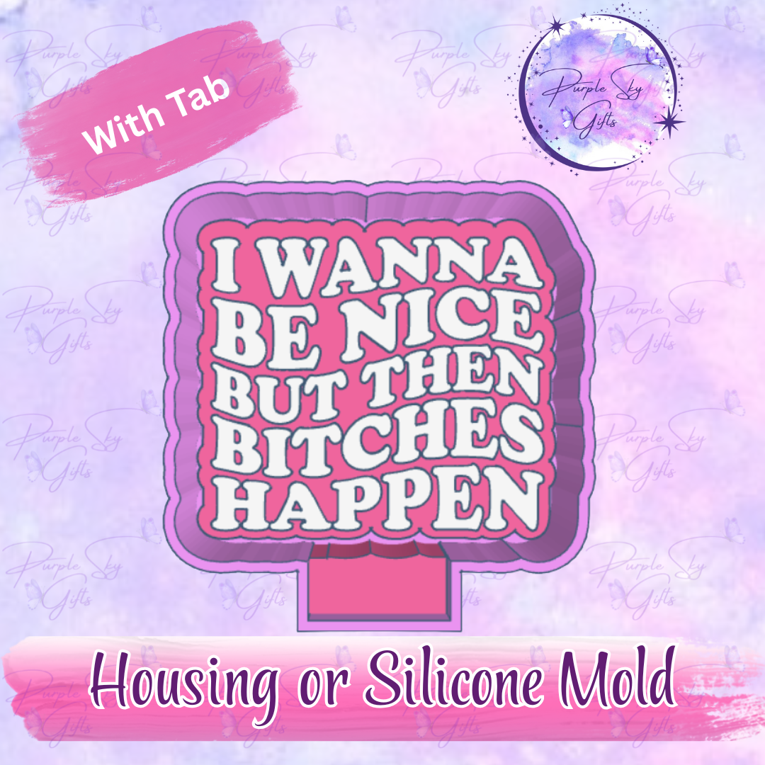 I Wanna Be Nice But Then Bitches Happen Mold Housing or Silicone Mold