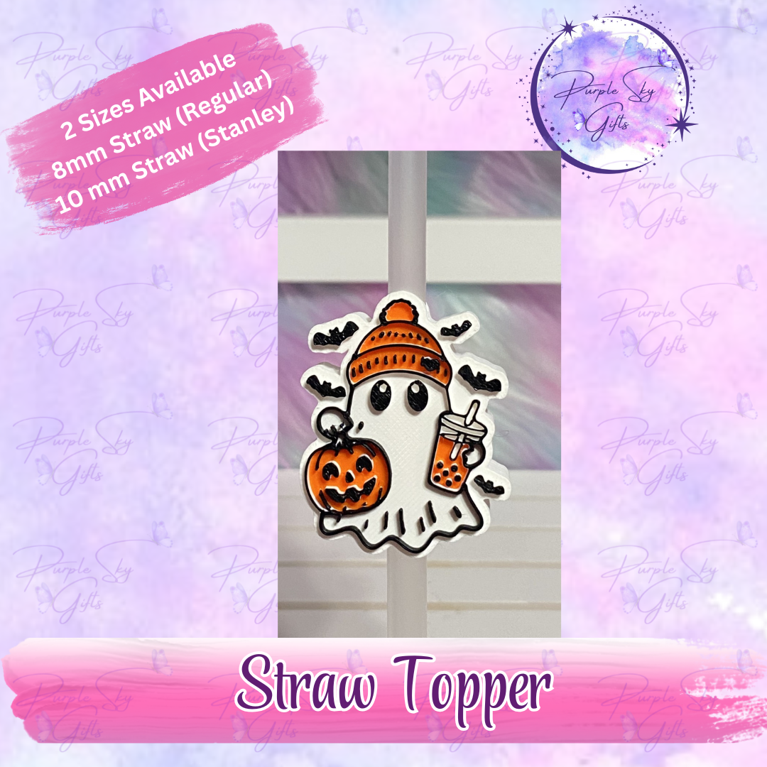 Bubble Tea Halloween Ghost Straw Topper