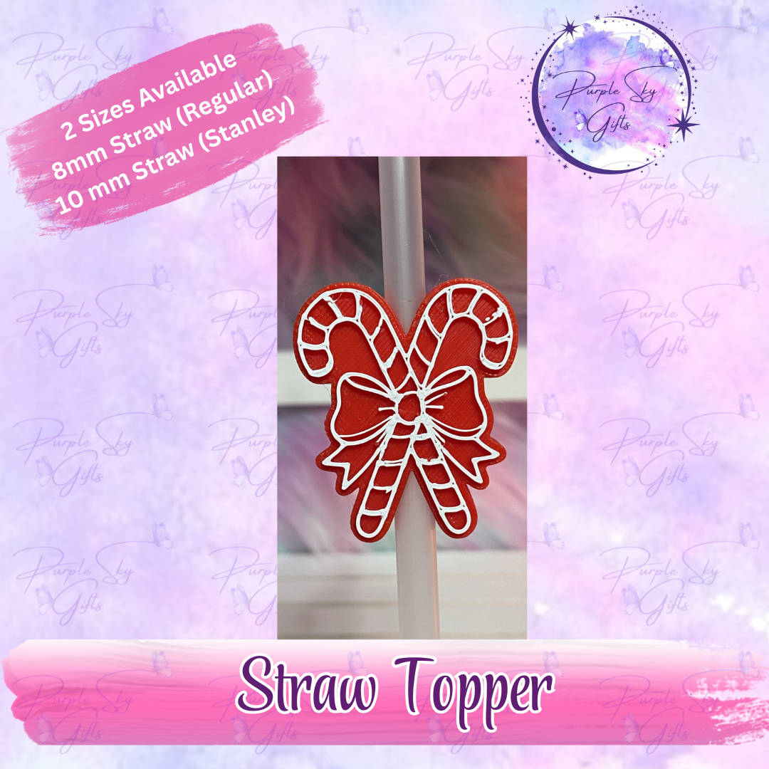Candy Canes with Bow Straw Topper
