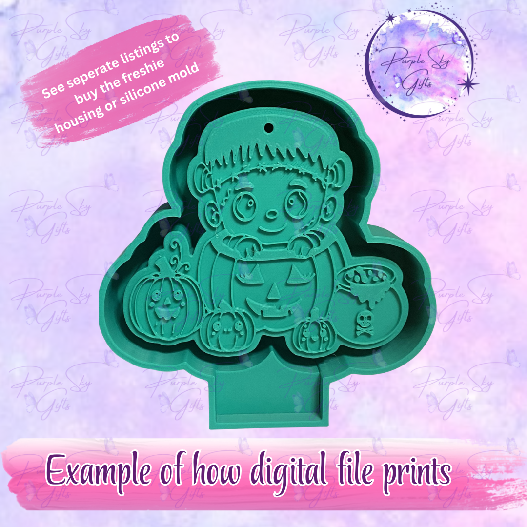 Pumpkin Patch Frankenstein Baby Frankie Freshie Mold Housing STL Digital File