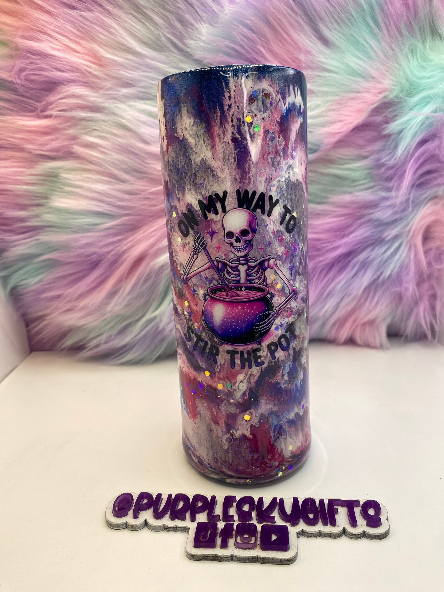 20 oz On My Way To Stir The Pot Pigment Epoxy Glitter Tumbler Ready To Ship