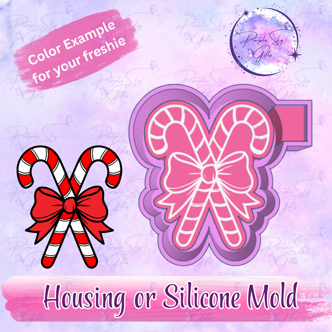 Christmas Candy Canes With Bow Housing or Silicone Mold