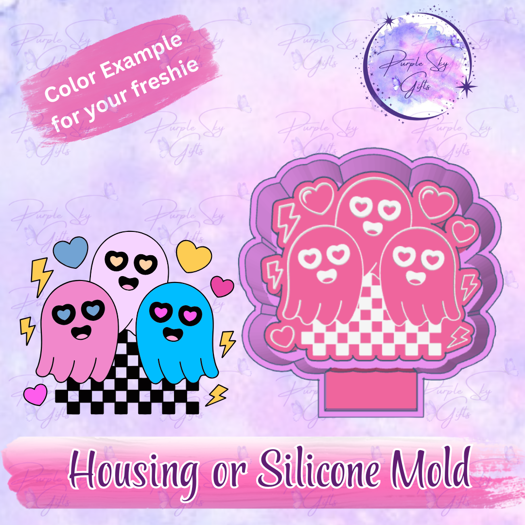 Cute Halloween Ghost Gang Housing or Silicone Mold