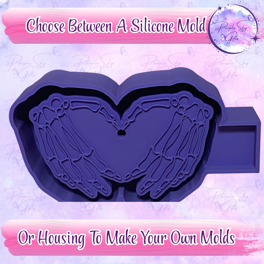 Skeleton Heart Hands Mold Housing OR Silicone Mold