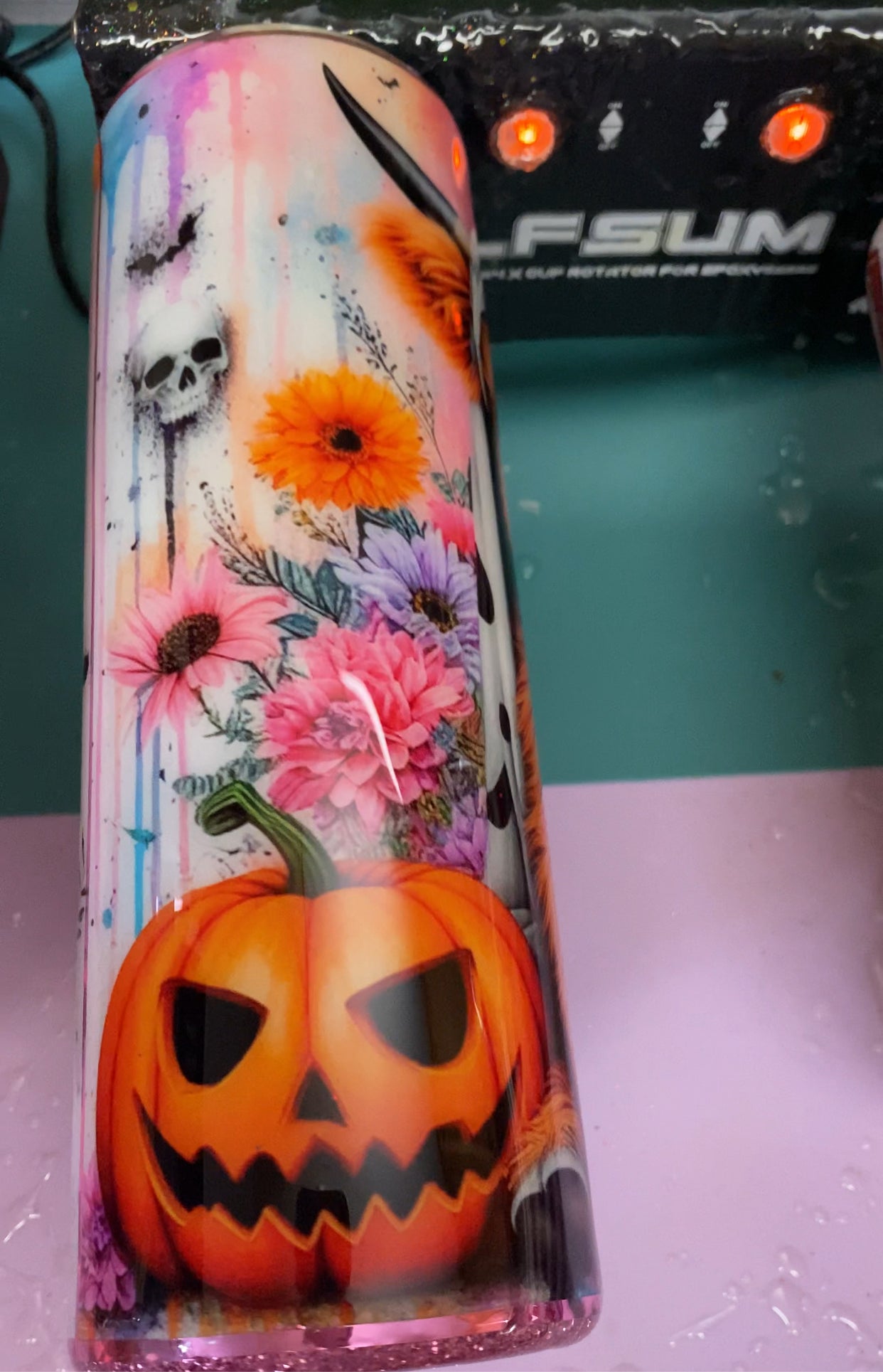 30 oz Boo! Ghostly Highland Cow Epoxy Glitter Tumbler Ready To Ship
