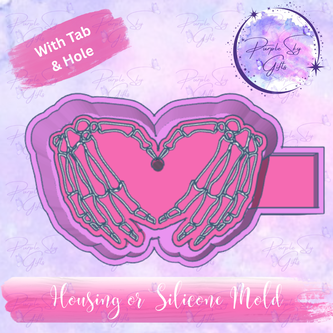 Skeleton Heart Hands Mold Housing OR Silicone Mold