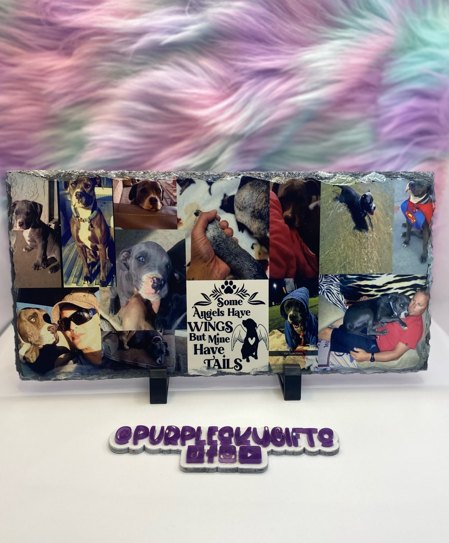 Custom Rock Slate Photo Plaque 11.5" x 7.5" with stand