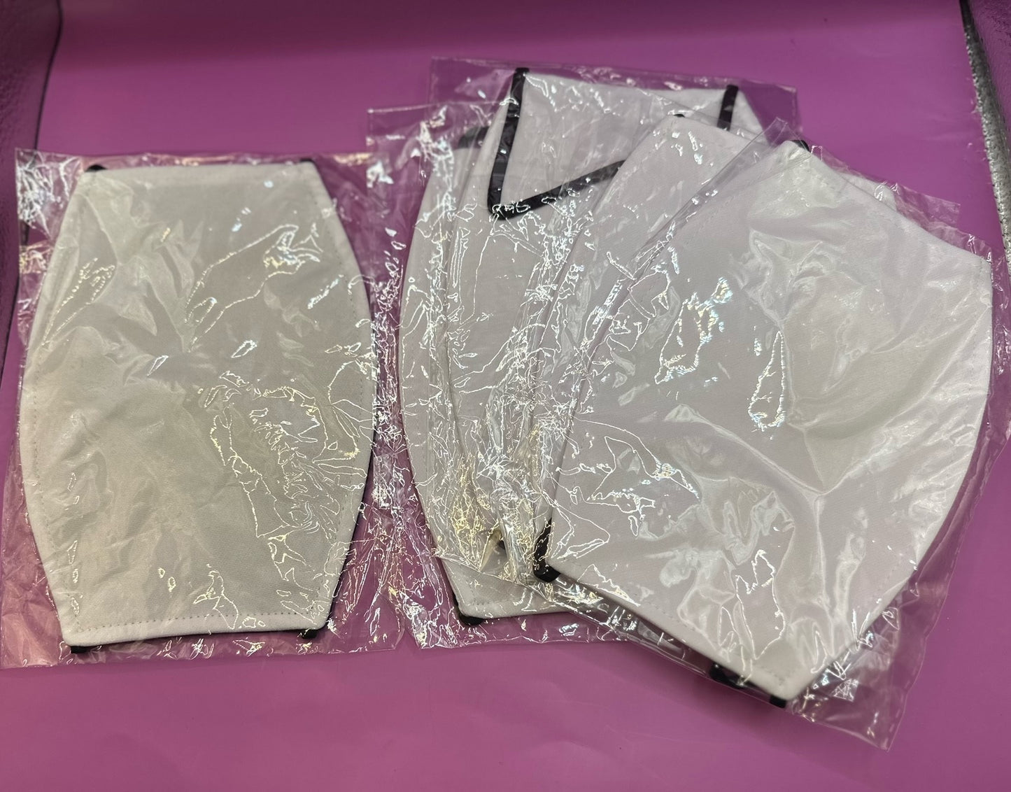 Huge Pack Of 36 Sublimation Masks Variety of Sizes, Variety Of Trim Colors- Destash