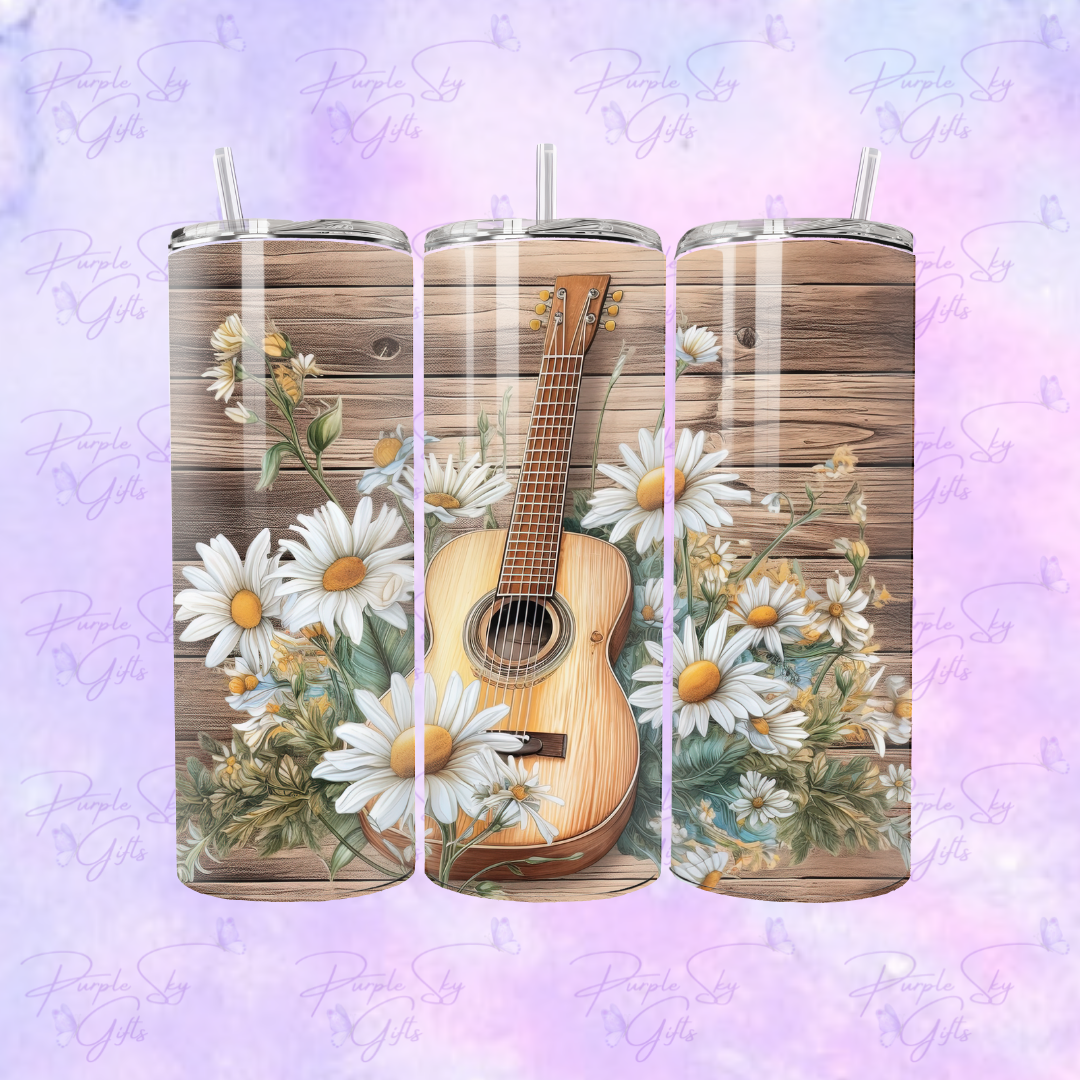 Guitar and Daisies Country Music 20 or 30 oz Tumbler