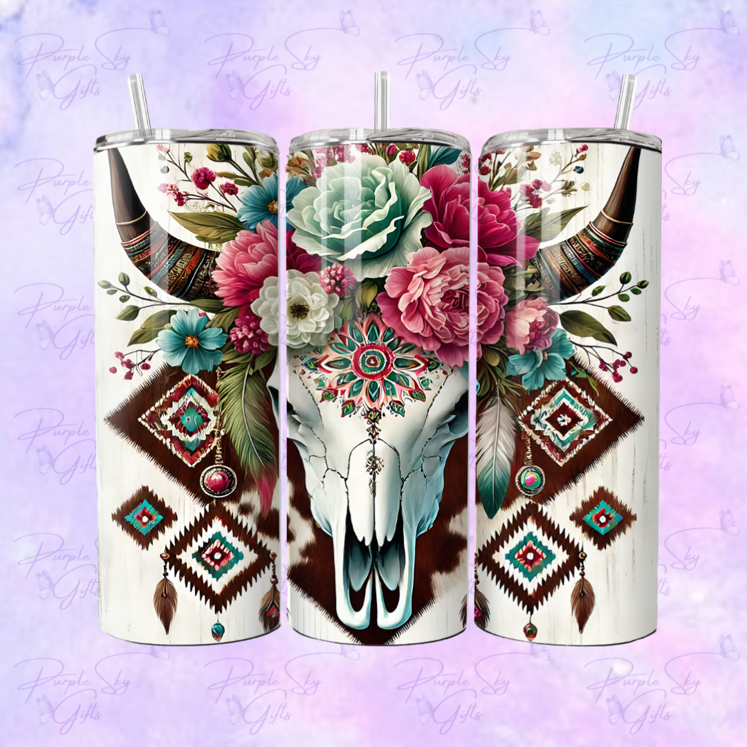 Boho Western Bull Head 20 oz Tumbler