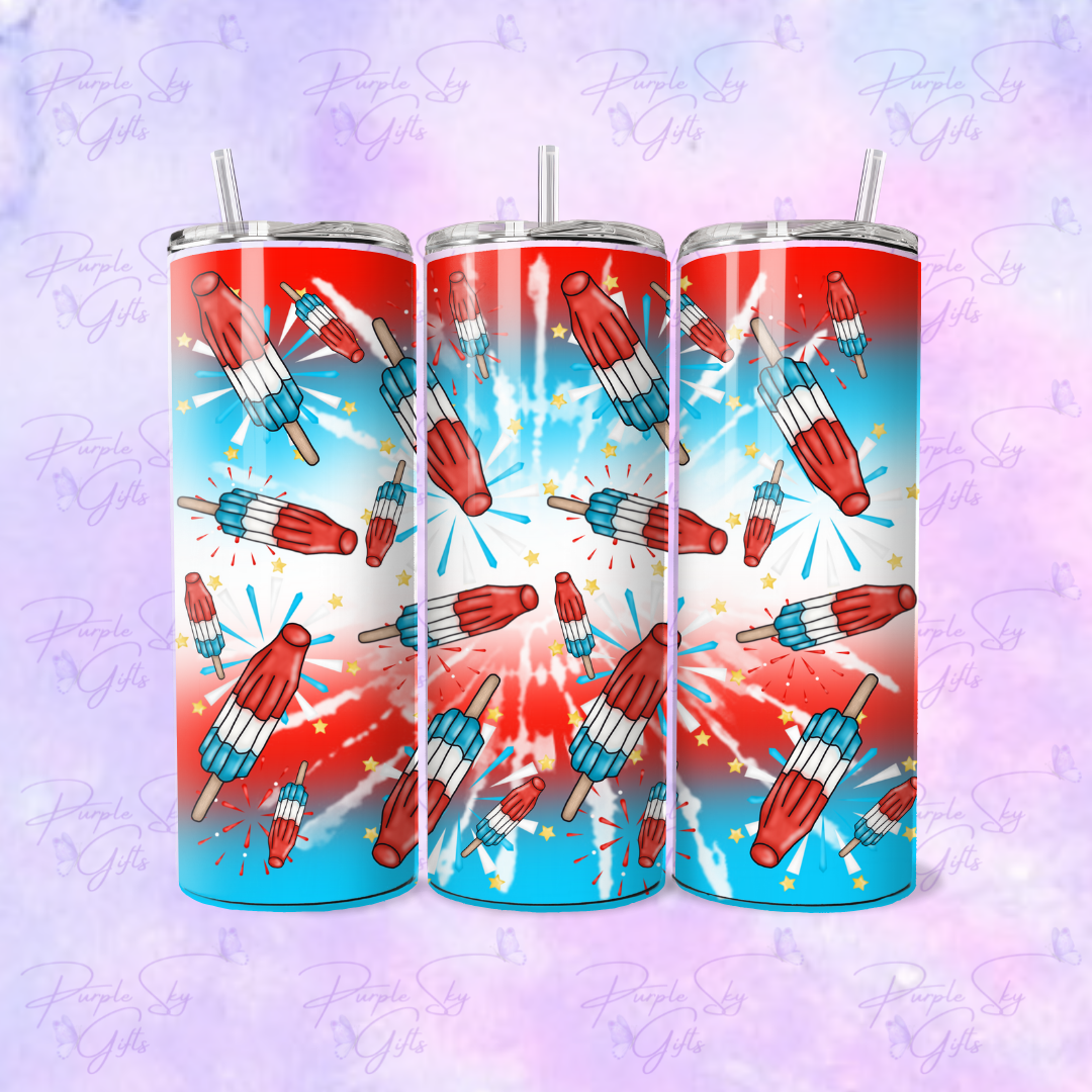 Red White And Blue Bomb Pop Popsicle 20 oz Tumbler