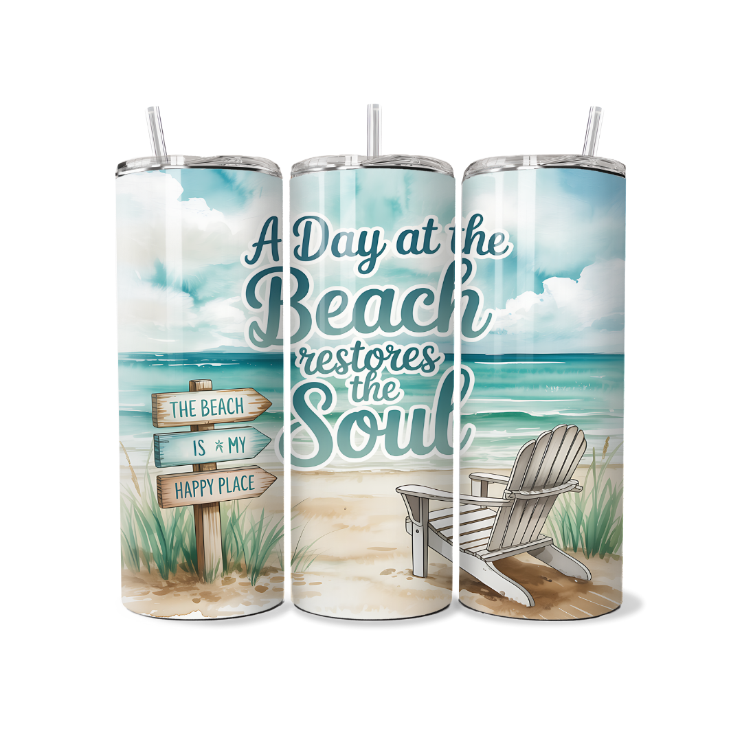 A Day At The Beach Restores The Soul 20 oz Tumbler