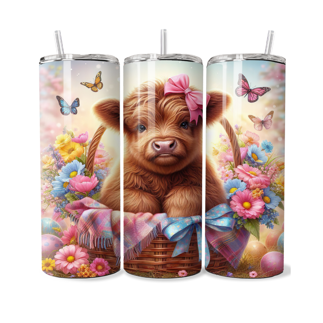Easter Basket Highland Cow 20 or 30 oz Tumbler
