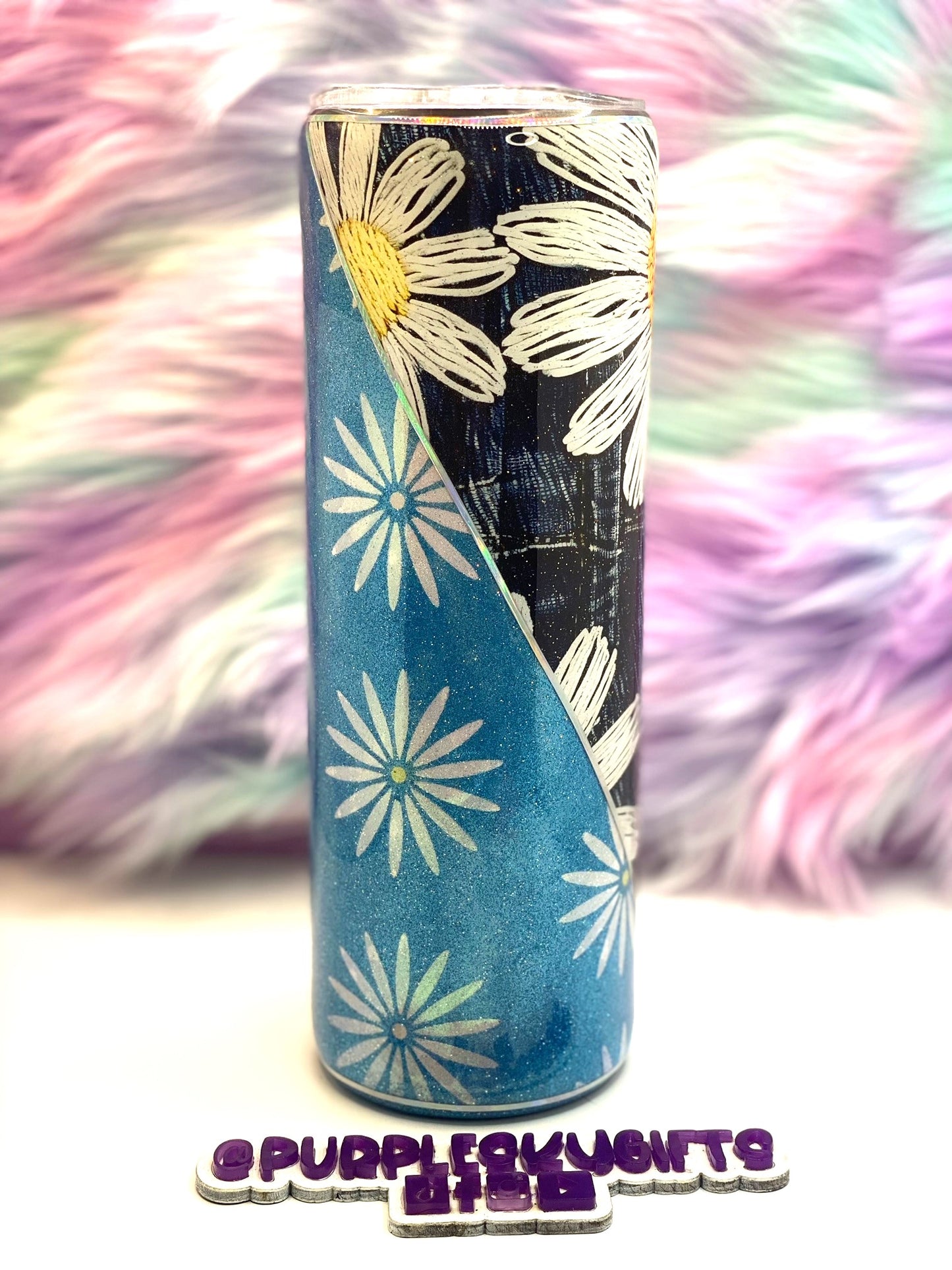 Daisies and Blue Jeans 30 oz Epoxy Glitter Tumbler - Ready To Ship
