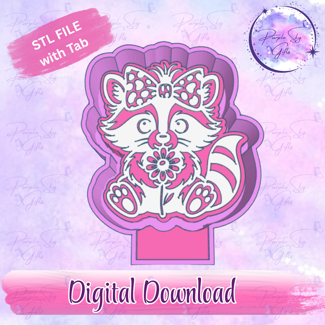 Cute Raccoon with Bow and Flower Housing STL Digital File