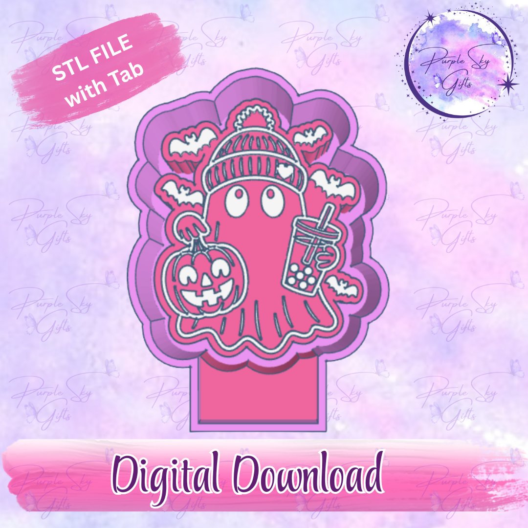 Bubble Tea Ghost With Beanie Freshie Mold Housing STL Digital File