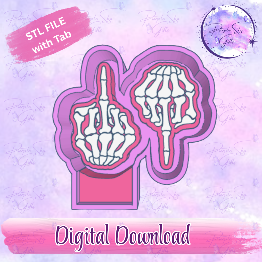 Bones Middle Fingers Vent Clip Sized Freshie Mold Housing STL Digital File
