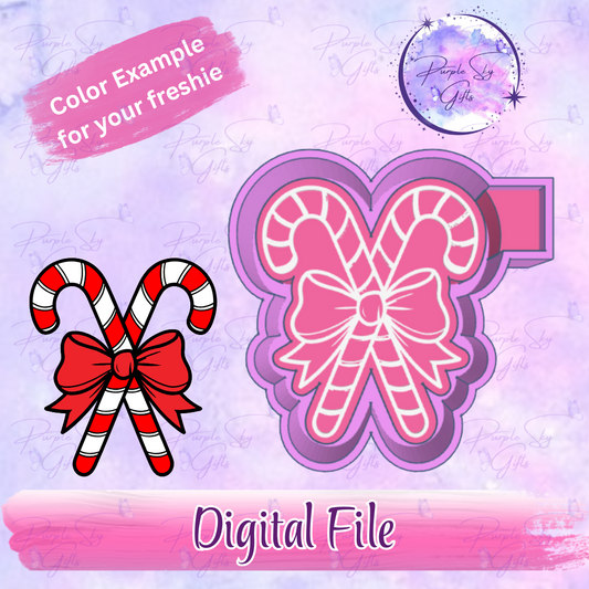 Candy Canes with Bow Mold Housing STL Digital File
