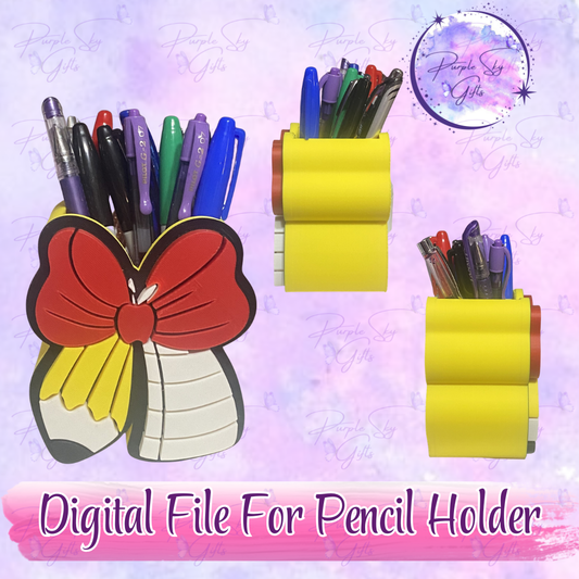 Teacher Apple Pencil Bow STL and 3MF DIGITAL FILES For Desk Pencil Holder