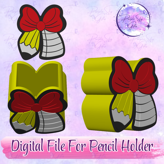 Teacher Round Pencil Bow STL and 3MF DIGITAL FILES For Desk Pencil Holder