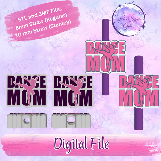 Ballet Dance Mom 8mm and 10mm STL and 3MF DIGITAL FILES For Straw Topper