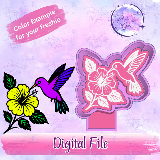 Hummingbird with Flower Freshie Mold Housing STL Digital File