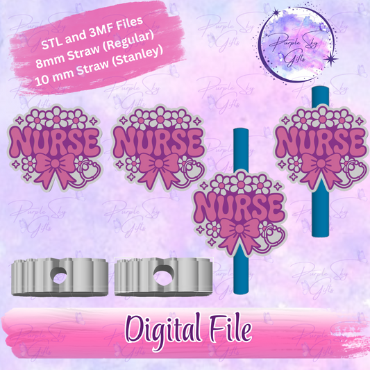 Floral Nurse 8mm and 10mm STL and 3MF DIGITAL FILES For Straw Topper