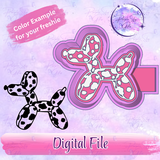 Cow Print Balloon Dog Freshie Mold Housing STL Digital File