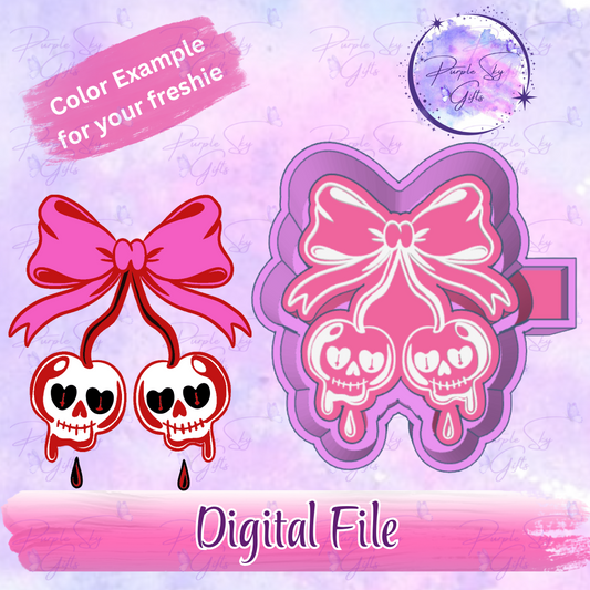 Cherry Skulls with Bow Freshie Mold Housing STL Digital File