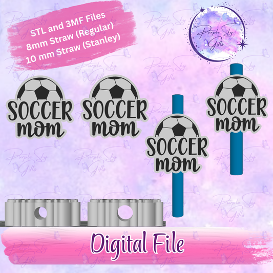 Soccer Mom 8mm and 10mm STL and 3MF DIGITAL FILES For Straw Topper