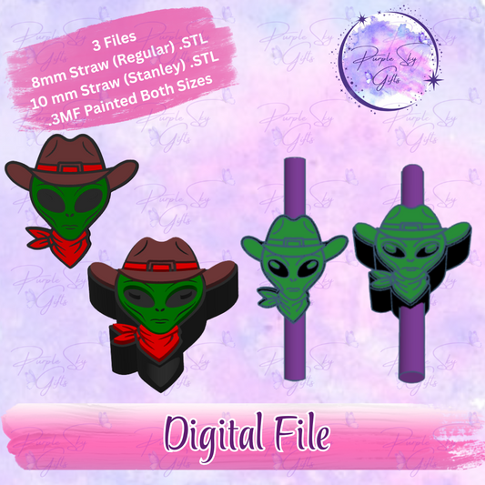 Cowboy Alien 8mm and 10mm STL and 3MF DIGITAL FILES For Straw Topper
