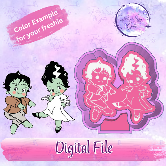 Baby Frankenstein and Bride Freshie Mold Housing STL Digital File