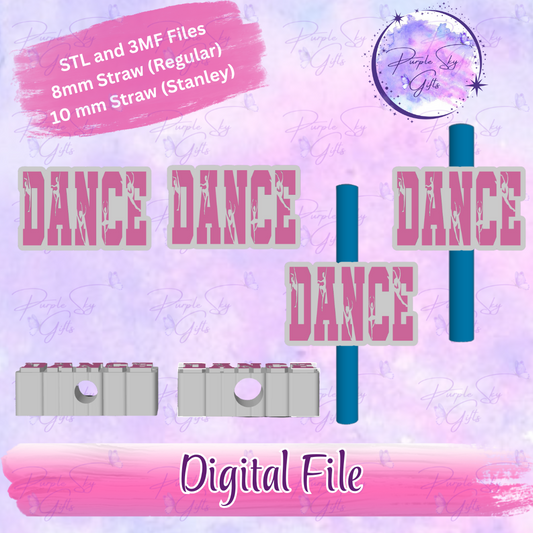 Dance 8mm and 10mm STL and 3MF DIGITAL FILES For Straw Topper